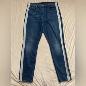 7 For All Mankind High Waist Skinny Jeans - Denim Blue and Light Blue